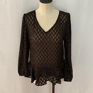 HALOGEN Burnout Chevron Metallic Top